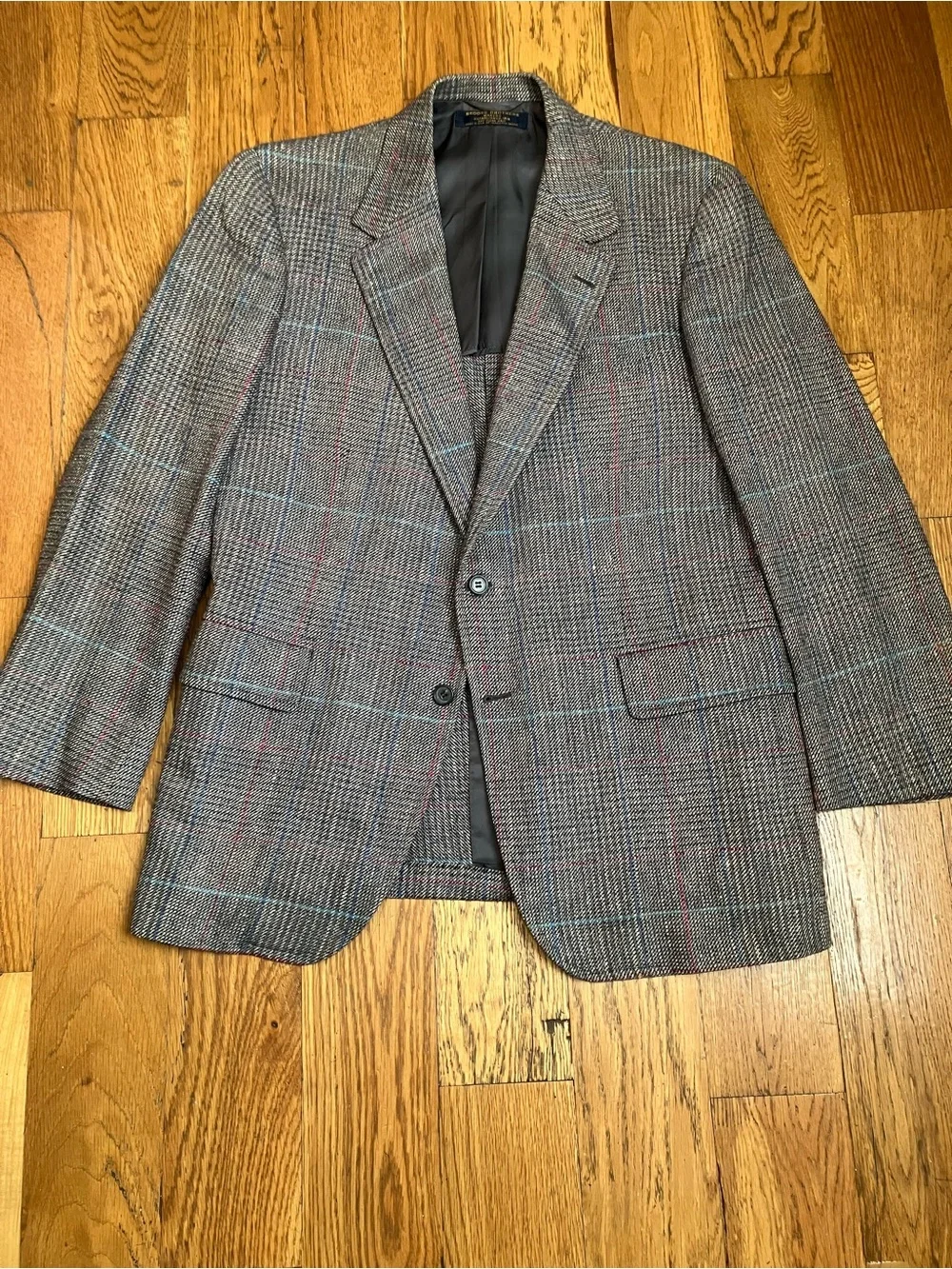 Vintage Brooks Brothers Sport Coat Gray Tweed Sz 42R 8400 83067 Silk Linen Wool